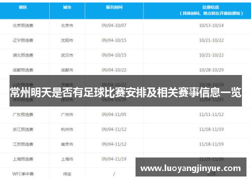 常州明天是否有足球比赛安排及相关赛事信息一览